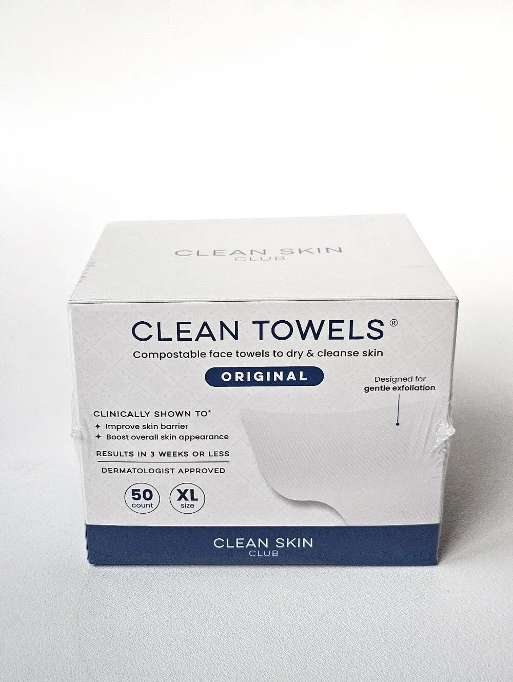 Clean Skin Club Clean Towels Original XL 50 Count Sealed Compostable Face Towels